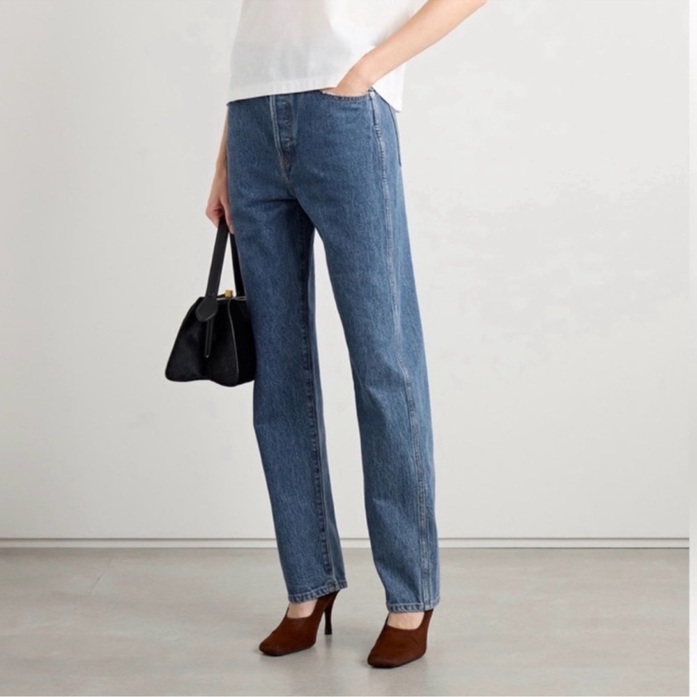 KHAITE Classic Blue Straight Leg Jeans